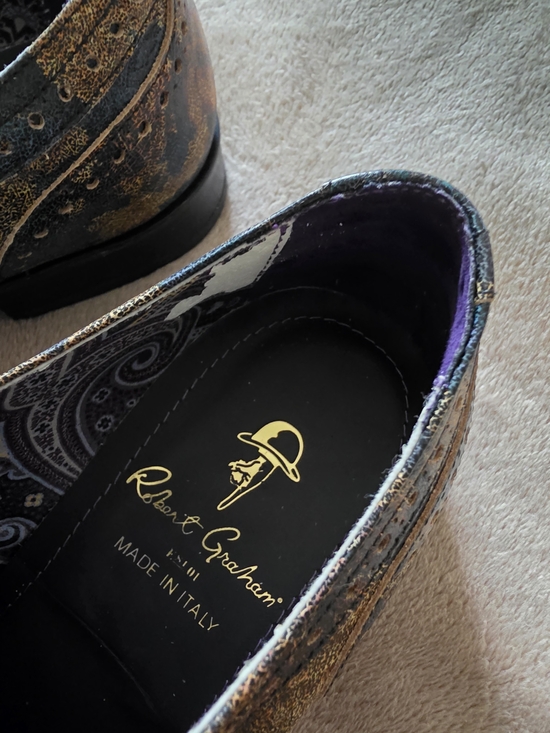 Robert Graham Men’s Black & Gold Brogue Leather Dress Shoes main image 11